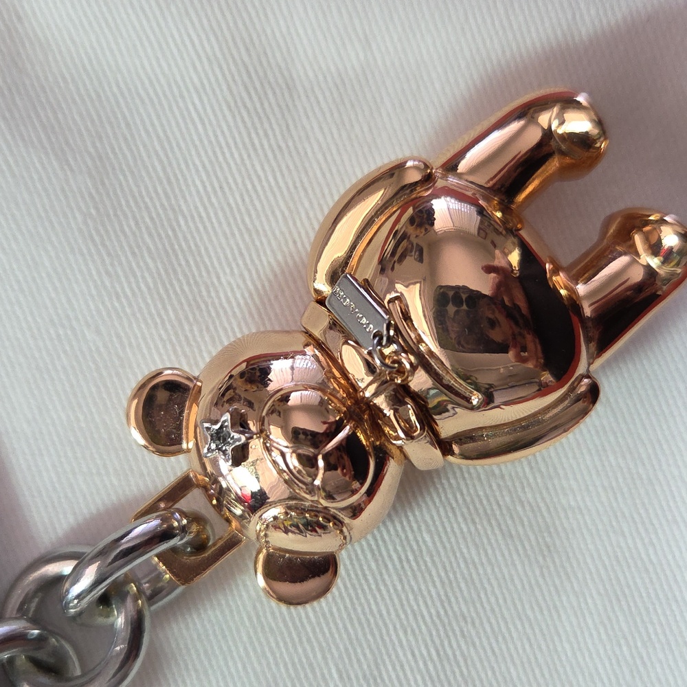 COACH 3D Teddy Bear Rosegold Metallic Key Ring / Bag Charm
